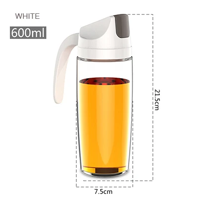 WHITE 600ML Boxi кухонная стеклянная бутылка для масла, диспенсер с автоматическим открыванием, закрывающиеся домашние бутылки для масла и уксуса, медовый контейнер для оливкового масла - Цвет: WHITE 600ML