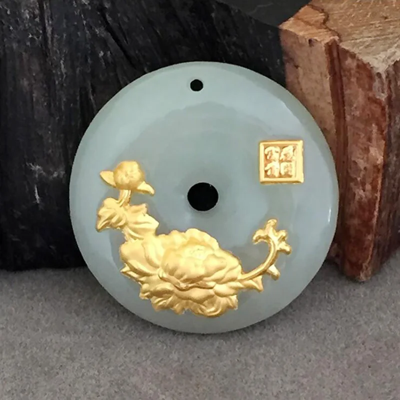 Yu xin yuan модное золотое ожерелье с инкрустацией нефрита цветущими цветами и