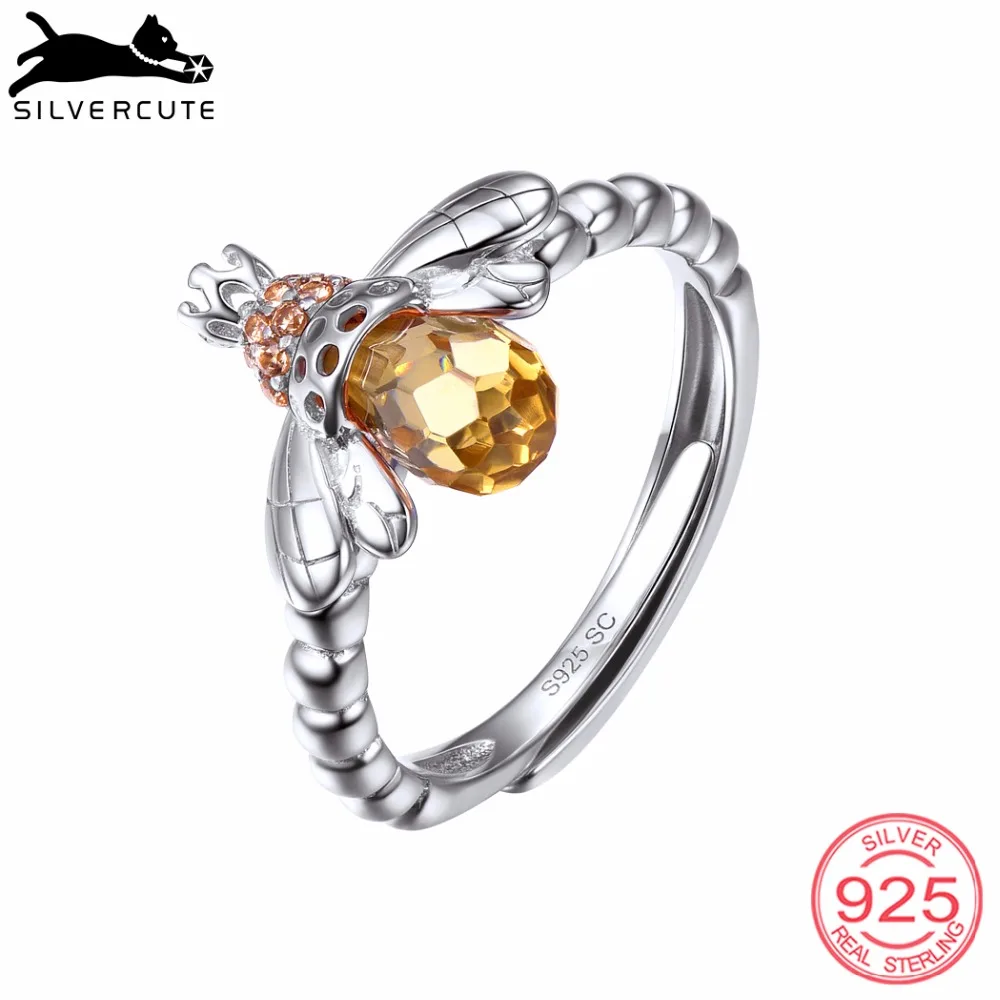 SILVERCUTE Аутентичные 925 пробы серебро Танцы пчелы крыло открыть палец кольцо для