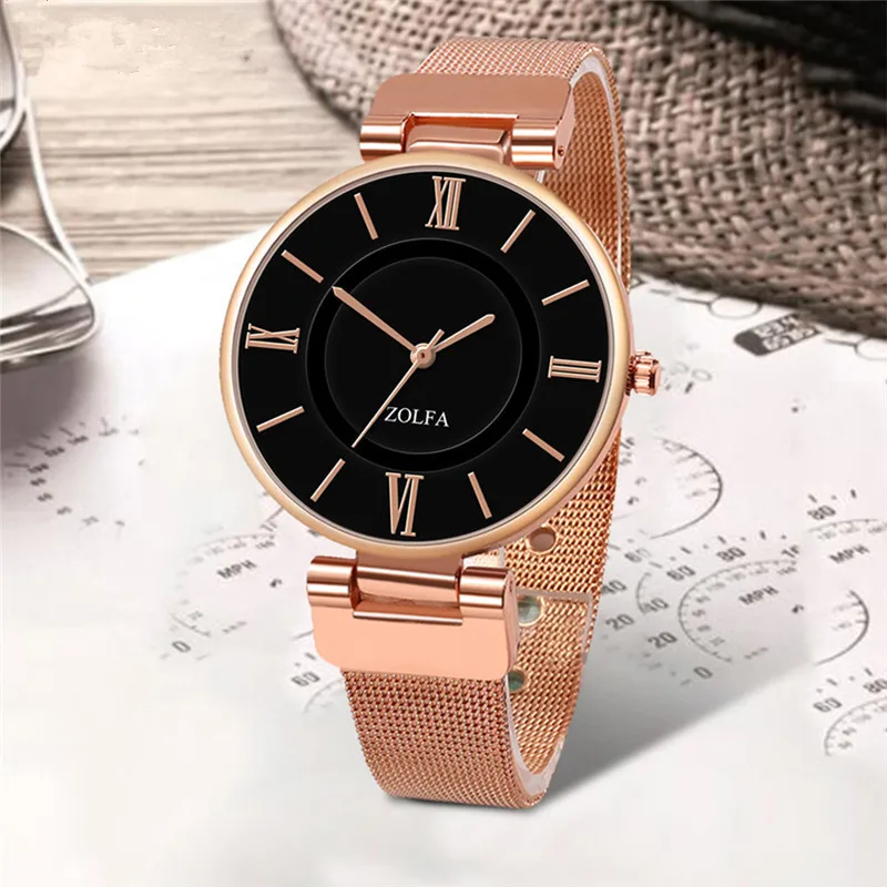 

Женские наручные часы с будильником, часы цвета розового золота с автоматическим будильником