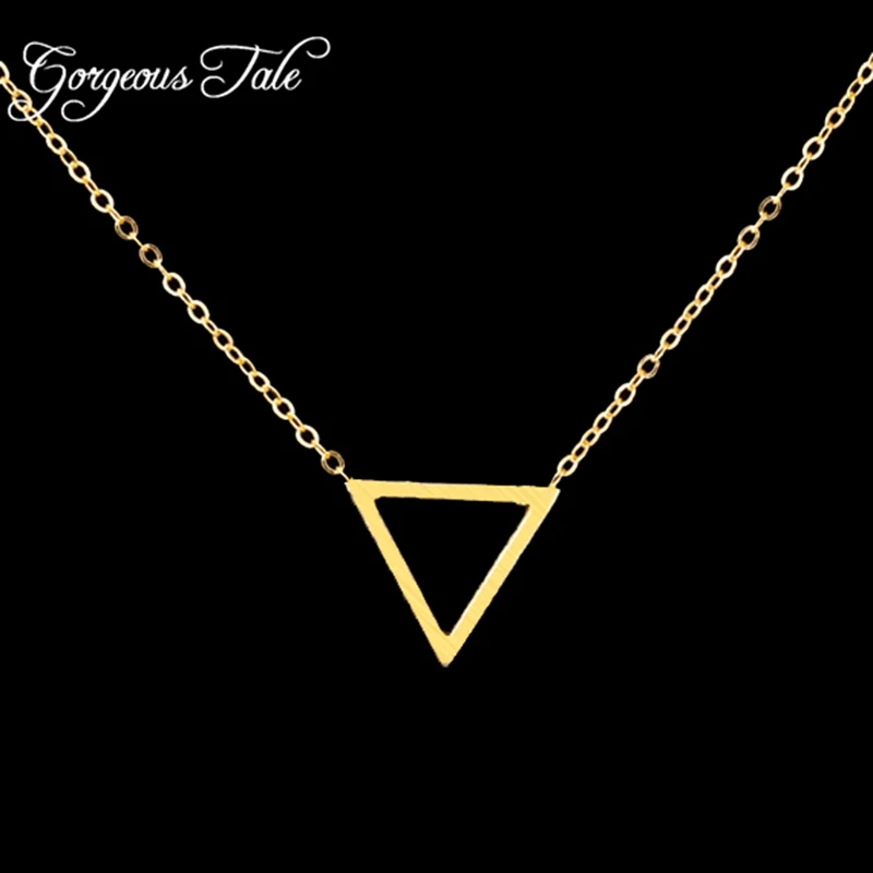 

GORGEOUS TALE Fashion Geometric Pendant Gold Color Statement Necklace For Women Stainless Steel Chains Punk Triangle Jewelry Gif