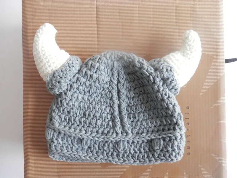 Funny Handmade Crochet Cartoon Viking Horn Hat Children Knitted Xmas horn newborn vikings hat baby beanie caps size:1M-8YEAR | Детская