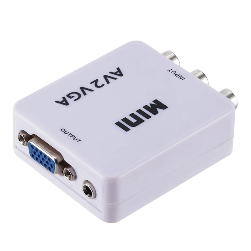 Mini HD AV2VGA Video Converter Convertor Box AV RCA CVBS to VGA Conversor with 3.5mm Audio PC HDTV | Электроника