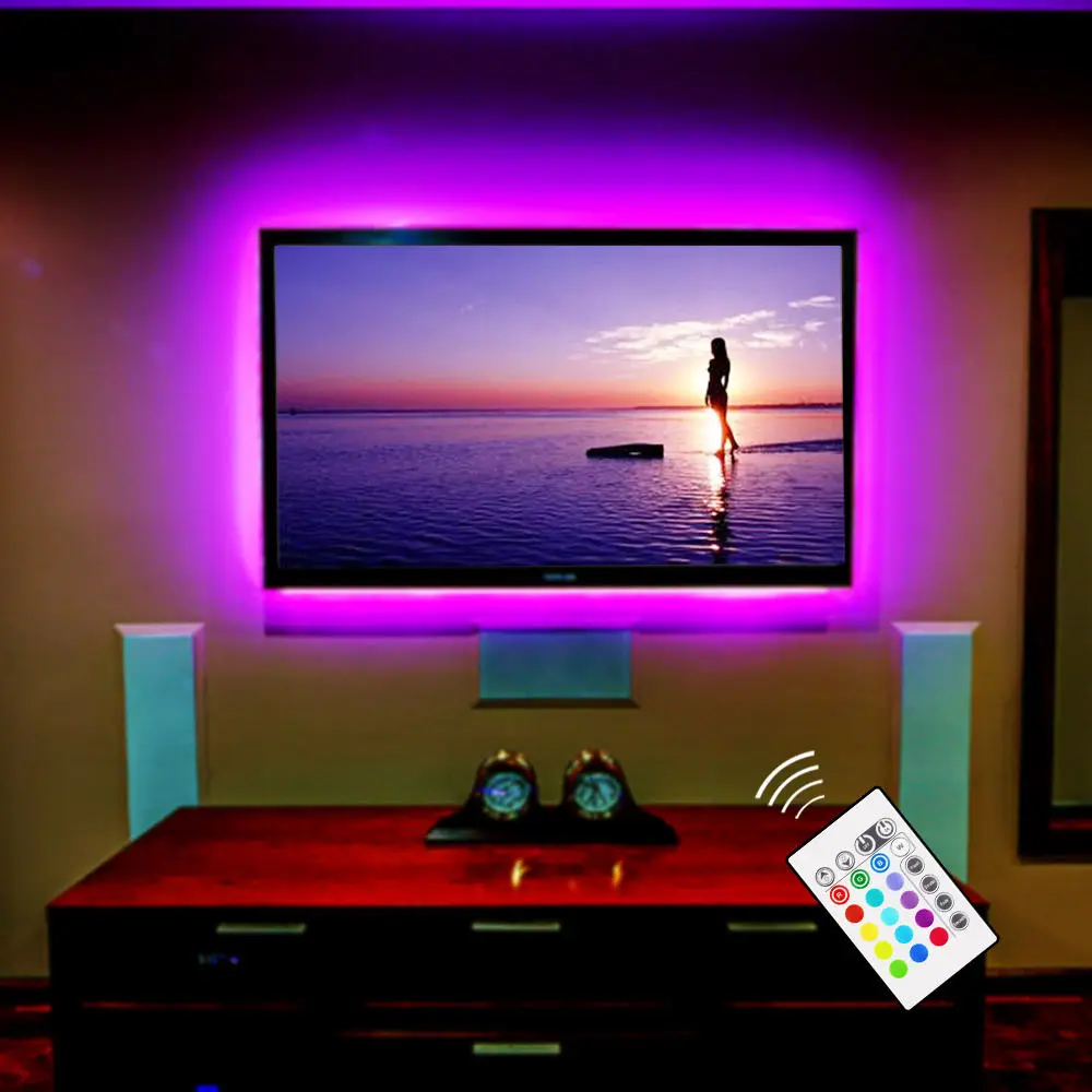 RGB LED TV Подсветка USB питание полоса света 5050 домашний кинотеатр освещение для 32