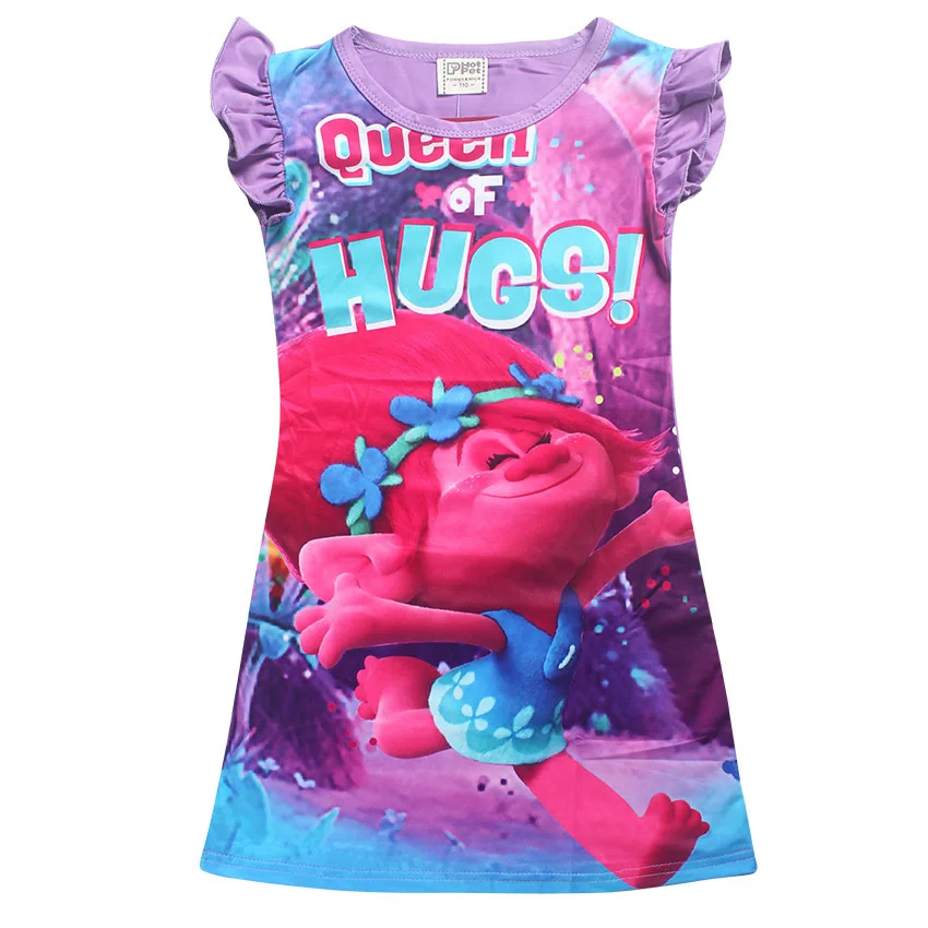 2018 Children's Clothes Baby Girls Dress Beauty and beast Kids Cute Cartoon Trolls Princess Dresses Pajamas Home 4-10Y | Детская
