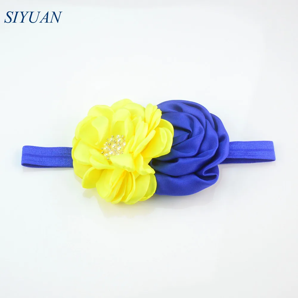 5 шт./лот ободок из сатина с цветами плоская повязка на голову горного хрусталя
