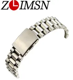 ZLIMSN 316L ремешок для часов из нержавеющей стали спортивный браслет плоский конец двойной кнопочный застежка Военная Relogio 18 20 22 24 мм