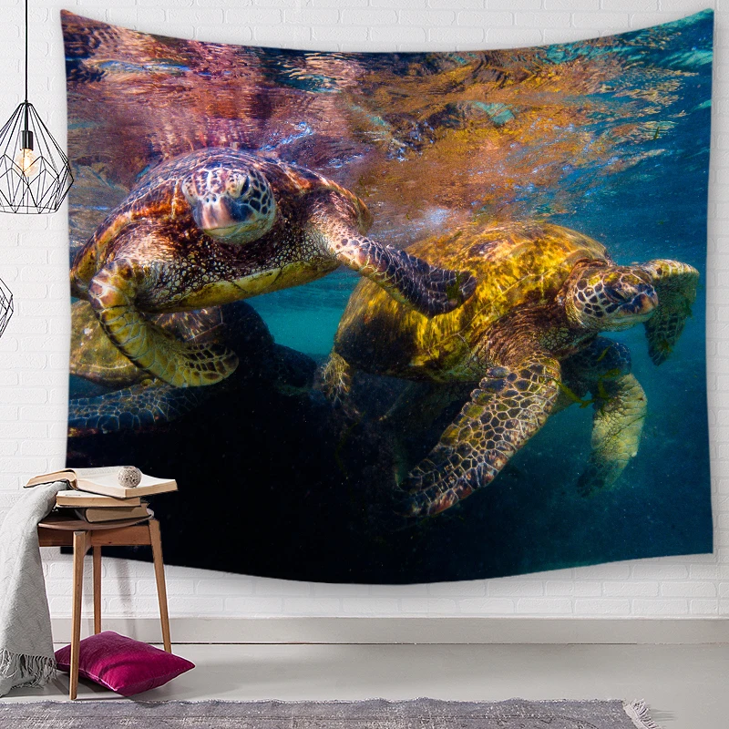 Гобелен-черепаха высокое разрешение карта ткань Настенный декор акварельная