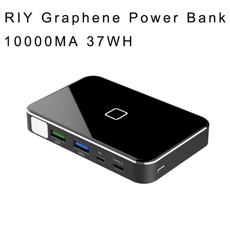 Беспроводное зарядное устройство RIY graphen 10000 мАч с type c PD QC3.0 USB для xiaomi huawei и