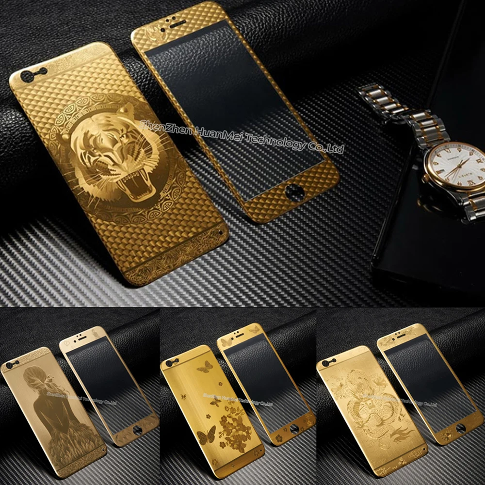 Для iphone 6 S Передняя + задняя золотая 3D углеродное волокно мягкая полноцветная