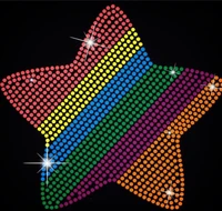 2pclot rainbow star designs iron on transfer hot fix rhinestone rhinestone iron on transfers designs applique for shirt