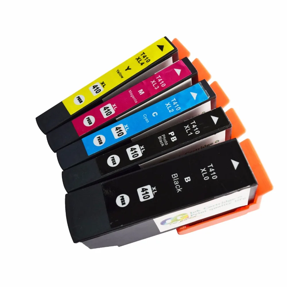 

5- Pack Compatible Ink Cartridges High Capacity Replacement for 410 Work with Epson Expression XP-830 XP-630 XP-530 XP-635