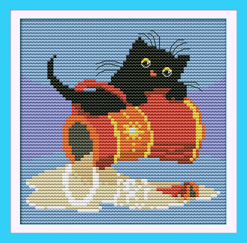 

Набор для вышивки крестиком Black cat (6) (cream), 14ct, 11ct, холсты стежков с принтом, вышивка своими руками, рукоделие plus