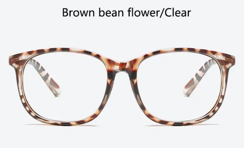brown bean flower Большие черные очки, модная оптическая оправа для очков, прозрачные линзы, очки в винтажном стиле, оправа для очков, фирменный дизайн - Цвет оправы: brown bean flower