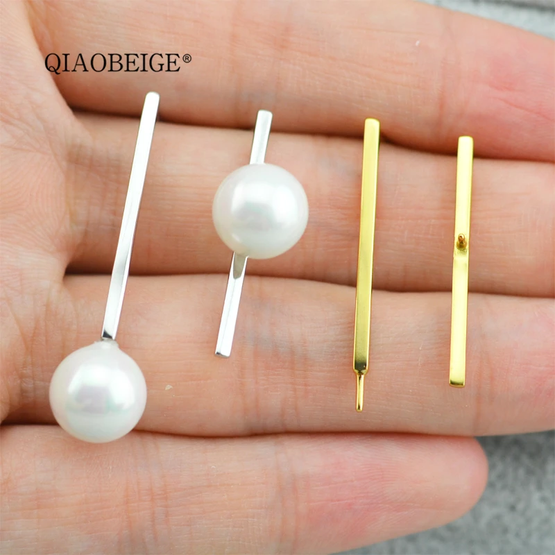 QIAOBEIGE серьги из пресноводного жемчуга серебро 925 пробы жемчужное крепление для