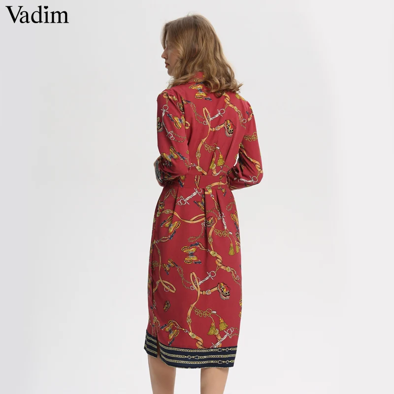 Женское винтажное платье Vadim Повседневное средней длины с цепочкой и