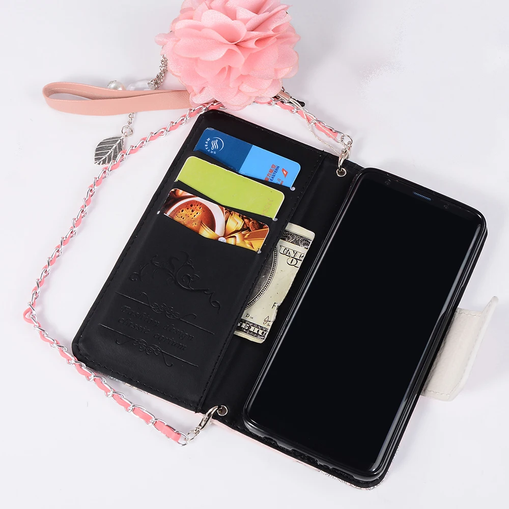 Кожаный чехол Sunjolly Chain Rose для Samsung Galaxy S9 S8 Plus S7 S6 Edge Note 9 8 5 4 откидной Чехол-бумажник