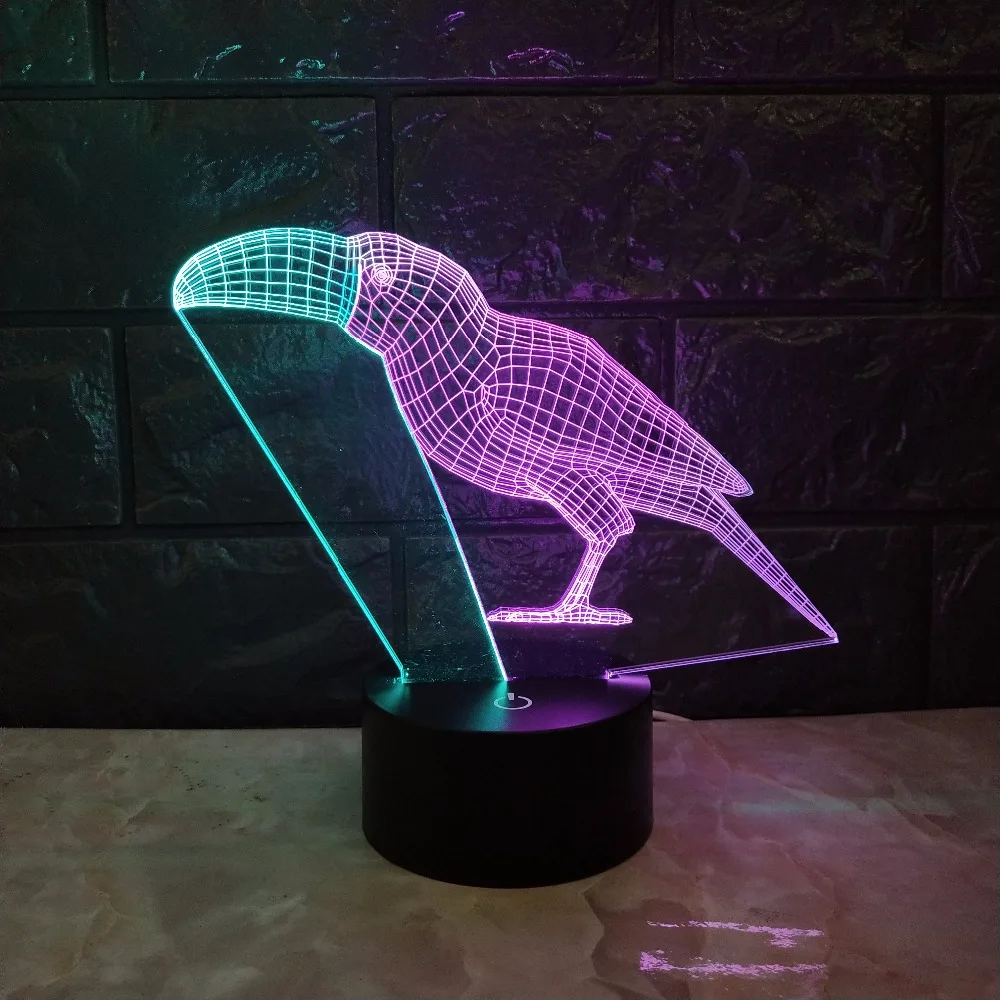 Новинка 3D лампа сенсорный смешанные цвета ночник светильник животное Toucan