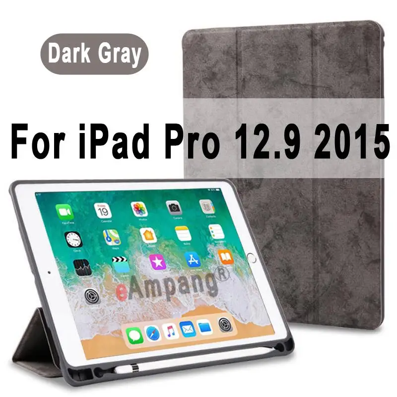 Gray for 12.9 2015 Чехол для Apple iPad Pro 12,9 12," Чехол Премиум кожа крокодиловый узор Смарт бодрствующий сон Funda+ карандаш держатель - Цвет: Gray for 12.9 2015