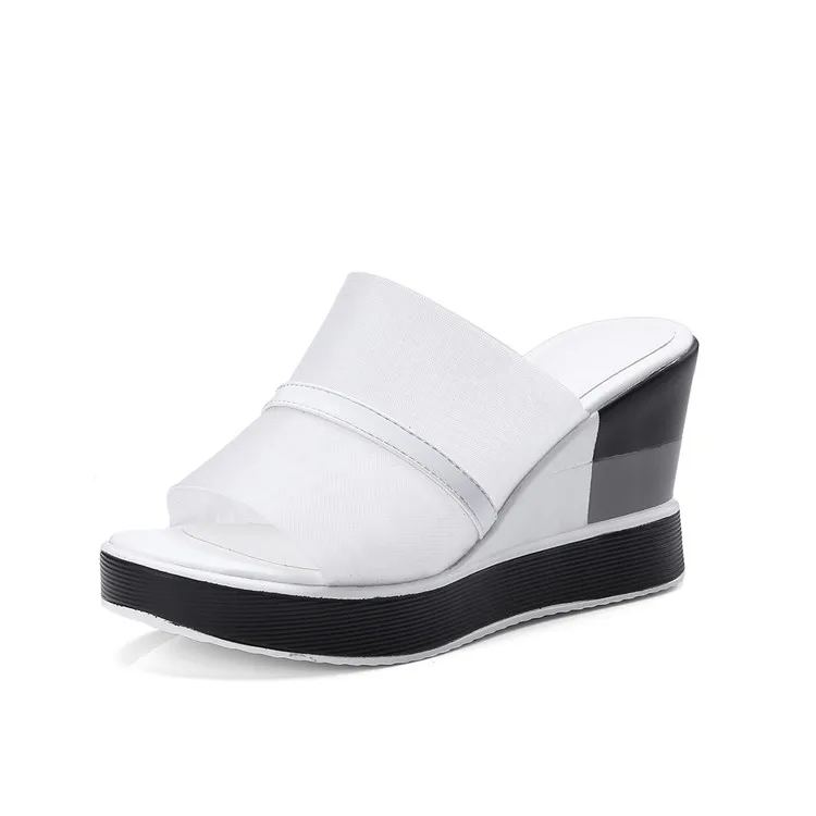 MLJUESE/2018 женские босоножки из натуральной кожи и сетчатого черного цвета Слипоны