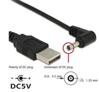 Кабель USB (штекер)штекер 3,5мм x 1,35мм, угловой (90 градусов), 5В, постоянного тока