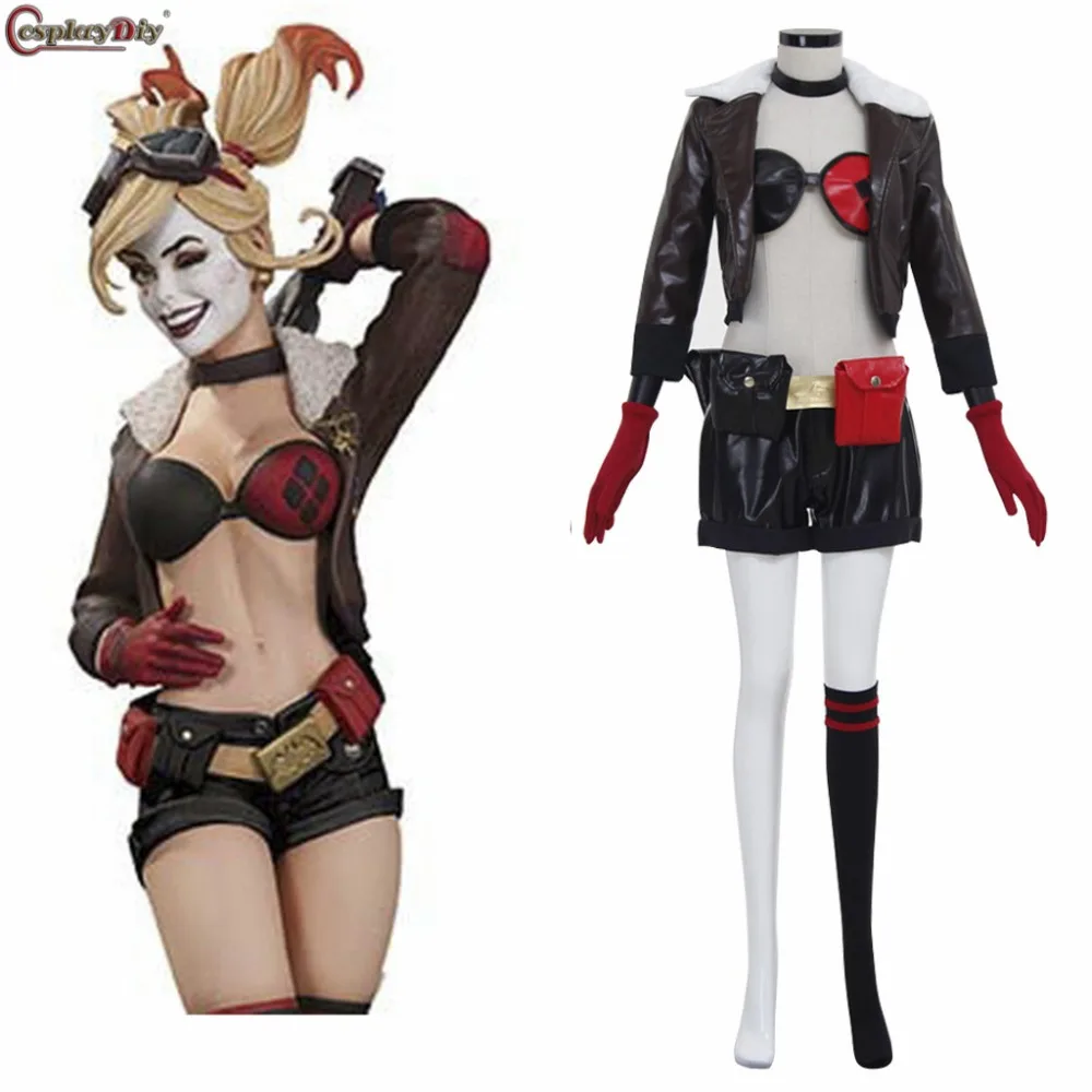 Cosplaydiy Куинн Косплей Костюм куртка полный комплект для взрослых женщин