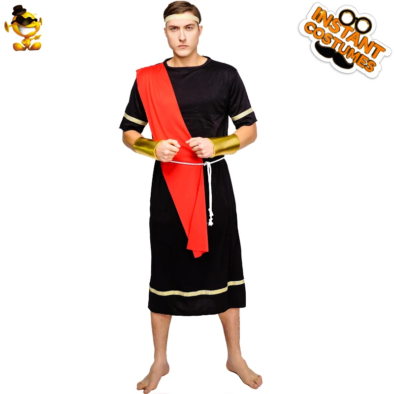 

Halloween Men Cosplay Roman Prince Costumes Party Fancy Dress Up King Black Robes with Purim Adult Costume