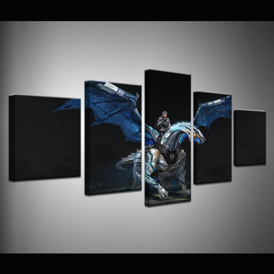 Постер с изображением рыцаря дракона Современный домашний декор HD картина в