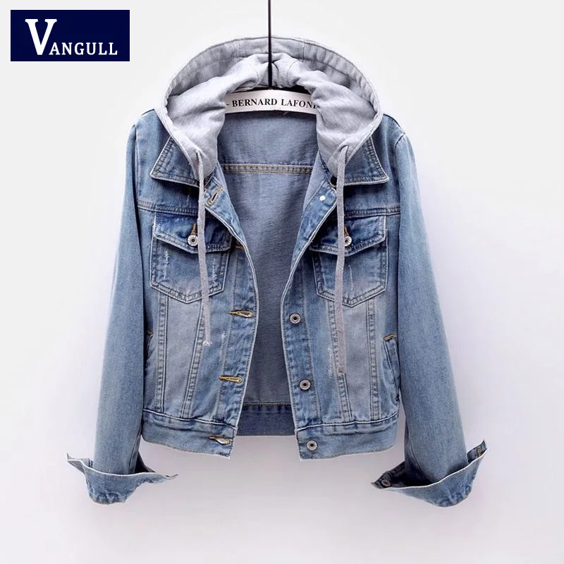 Vangull новинка женские джинсовые куртки с длинным рукавом женская джинсовая куртка