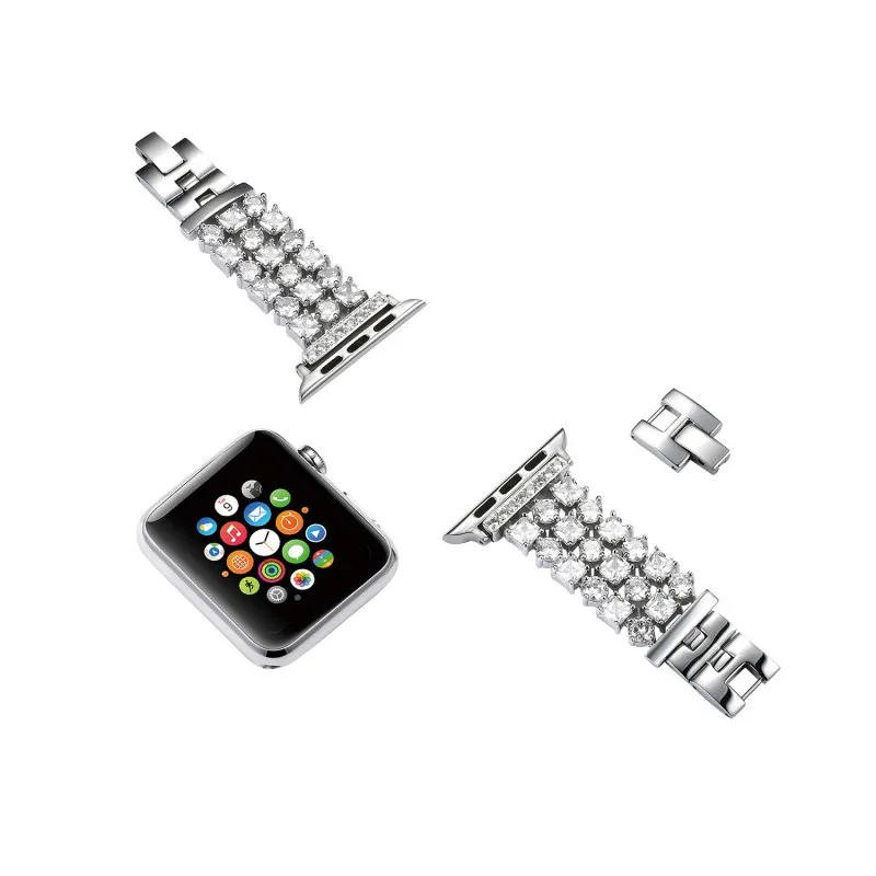 Блестящие стразы, ремешок для Apple Watch, ремешок серии 5, 4, 3, 2, 1, браслет из нержавеющей стали для iWatch 40 мм, 38 мм, 44 мм, 42 мм