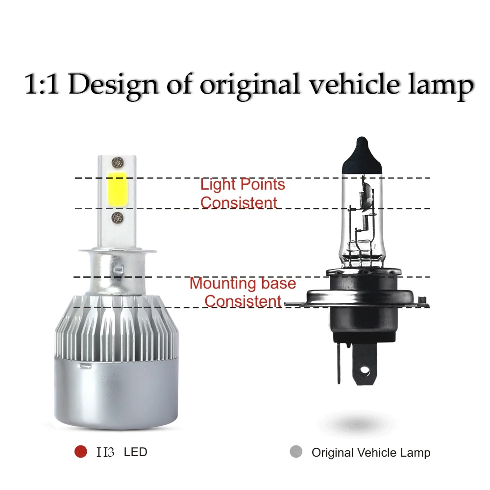 2 огни C6 Led car H11 H7 H4 H1 H3 H8 9006 9005 9007 5202 светодиодные лампы для авто 6500k противотуманные
