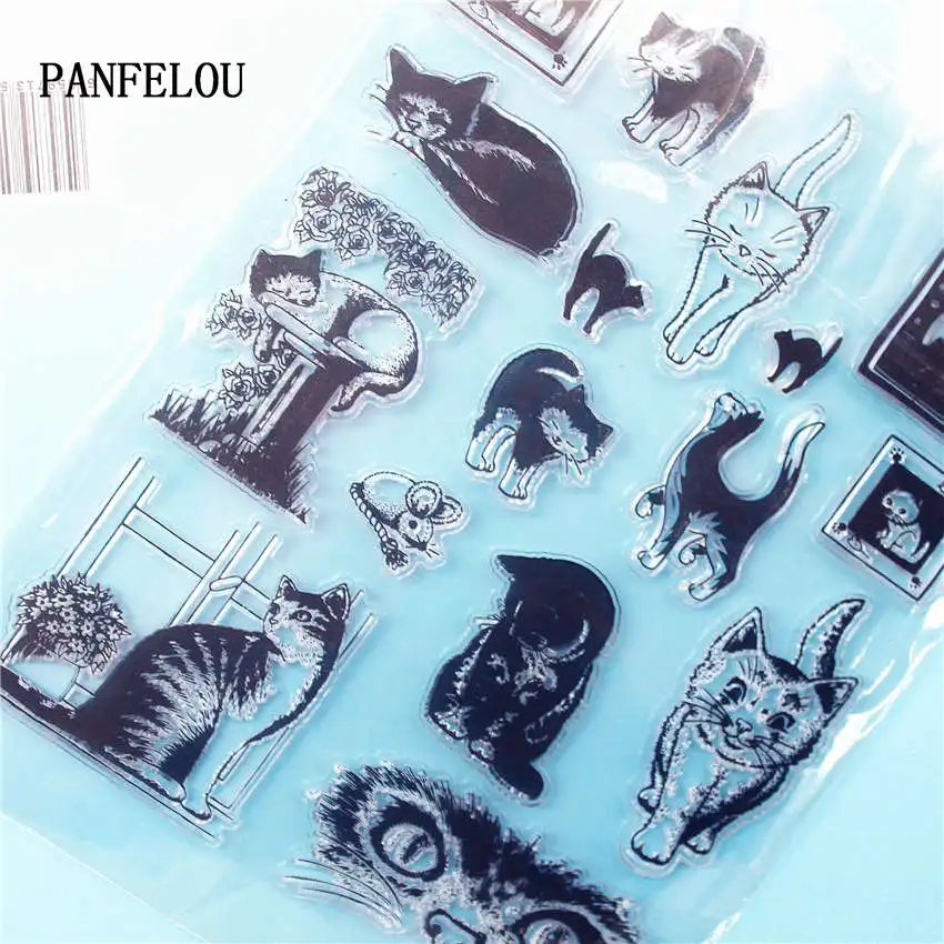 PANFELOU The lovely cat Clear Stamp DIY Silicone Seals Scrapbooking/Card Making/Photo Album Decoration Supplies sheets