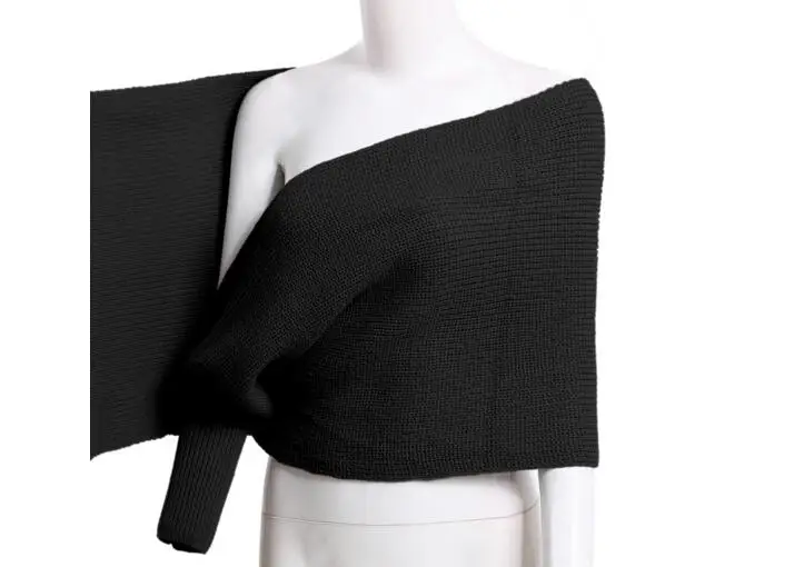Newest Women Strapless Off Shoulder Cross Variety of Wearing Super Short Solid Color Sweater Wrap Swing |