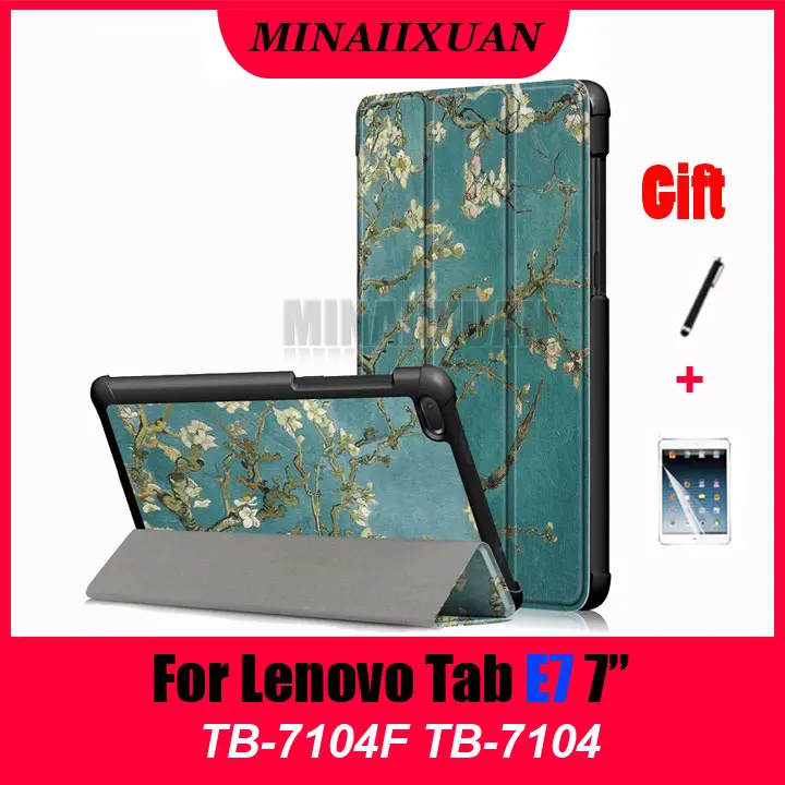 Новый чехол из искусственной кожи с принтом для Lenovo TAB E7 TB 7104F Тонкий Магнитный 2018
