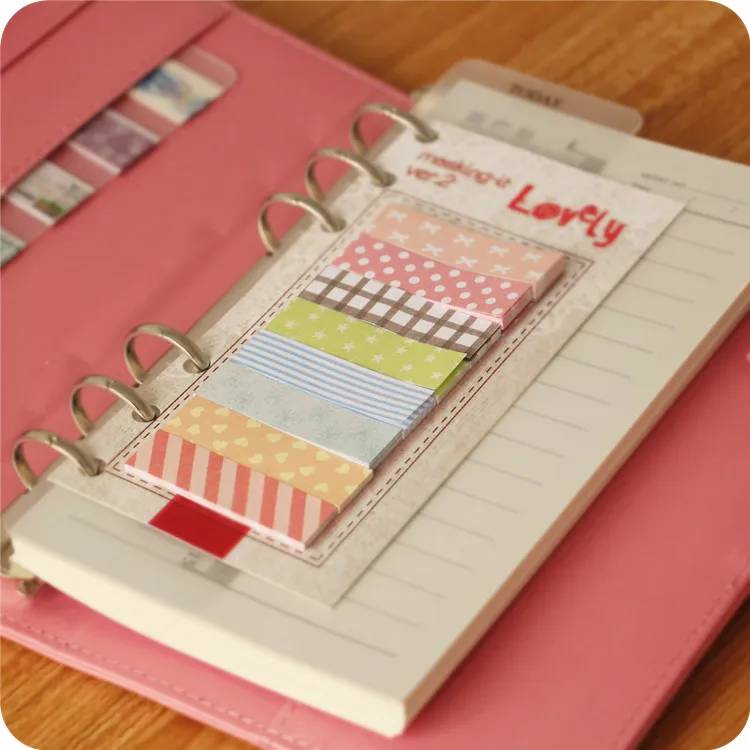 

6 pcs/Lot Masking sticky note Lovely dot stripe sticker File Index tab label stationery office accessories School supplies F780