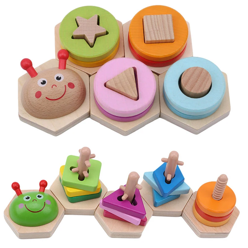 Новый милый детский Деревянный конструктор в форме гусеницы | Игрушки и хобби