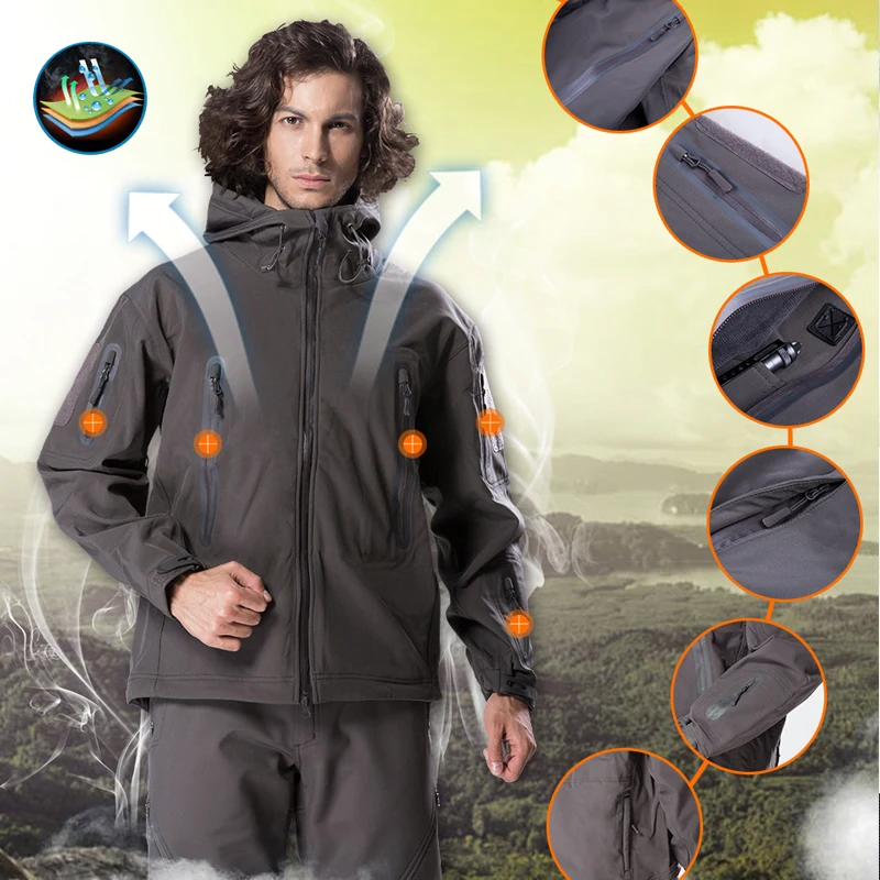FREE SOLDIER outdoor sport camping tactical military jacket men's clothing hiking softshell coat windproof warm cloth US size|t-shirt men|shirt