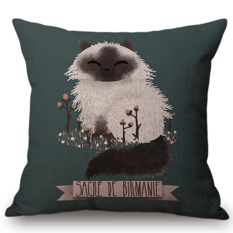 Cartoon Animals Cushion Cover Cute Cat Fox Rabbit Flamingo Design Throw Pillow Cotton Linen Sofa Decorative Case | Дом и сад
