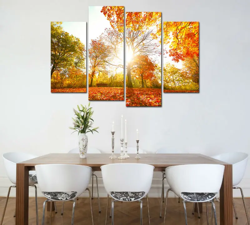 

Canvas print art 4 Panel HD Printed painting atumn park tree Wall art Pictures For Living Room Modern Home Decor Canvas Painting