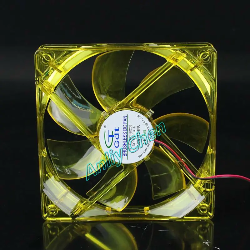 500 штук в партии 120 мм 25 12 см PC чехол для компьютера DC 12V желтый LED 4Pin Вентилятор