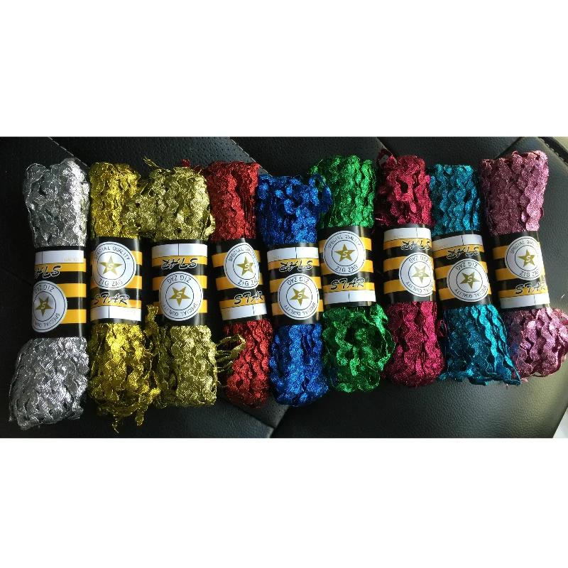 15 цветов Красивая металлическая Блестящая лента Ric Rac Zig Zag кружевная Лента