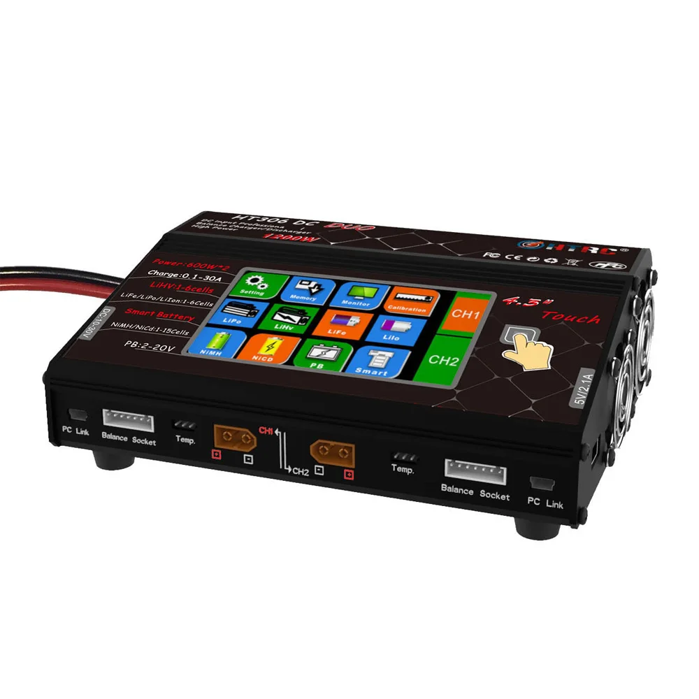 HTRC HT306 DC DUO 600 Вт * 2 30A двойной ЖК сенсорный экран балансирующее зарядное устройство