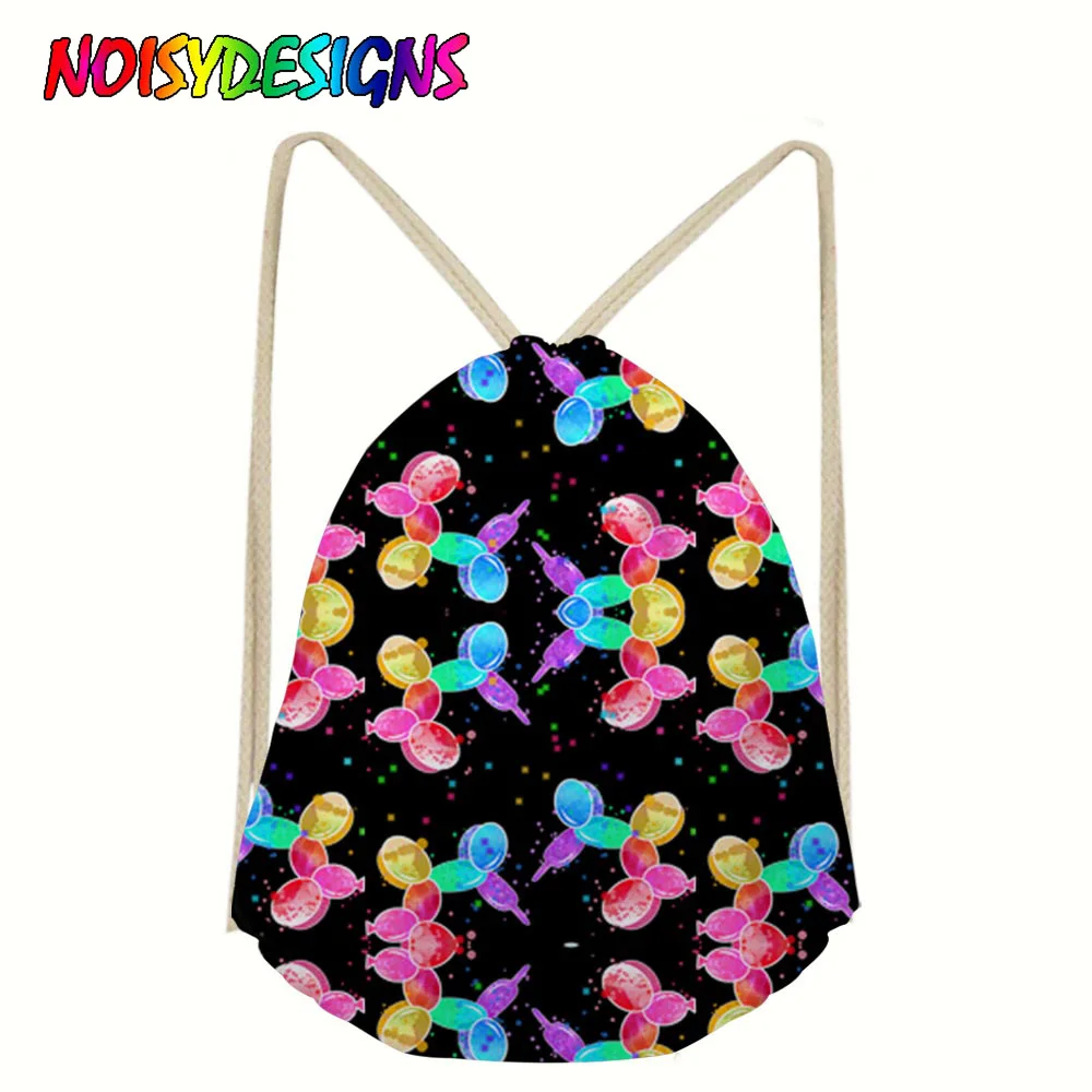 NOISYDESIGNS 3D Balloon Dog Print Drawstring Bags for Men Women Sack Bag Large String Backpack Junior School Girls | Багаж и сумки