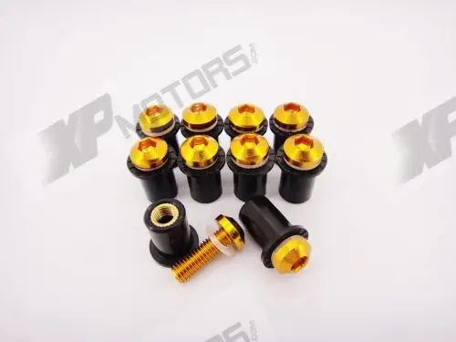 10 шт. ветровое стекло Болты комплект винт Wellnut для Kawasaki Z750/S Z1000 ER-6N/F ER-5 золото |