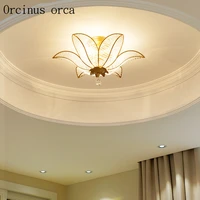 american personality creative gold crystal ceiling lamp living room hallway modern minimalist led lily glass ceiling lamp