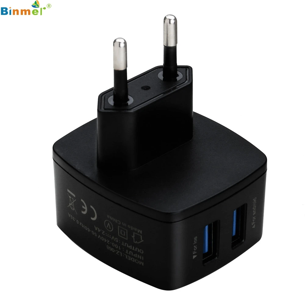 Binmer Универсальное зарядное устройство с двумя портами EU 5V 3.1A 2 портовое USB2.0