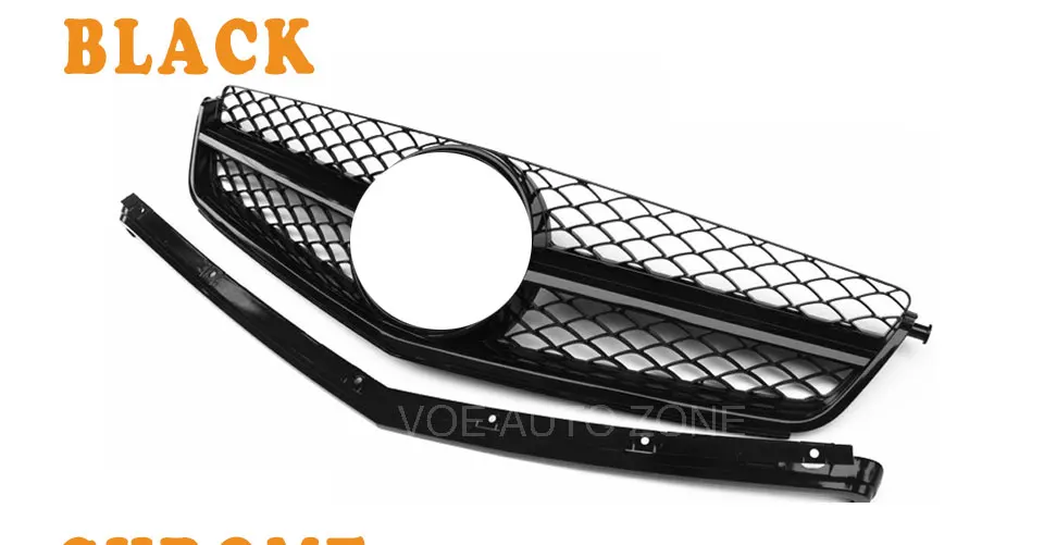 Black ABS Mercedes W204 C63 AMG Передняя гоночная решетка решетки для Benz W204 C63 AMG черный/хром 2007 2008 2009 2010 - Цвет: Black ABS