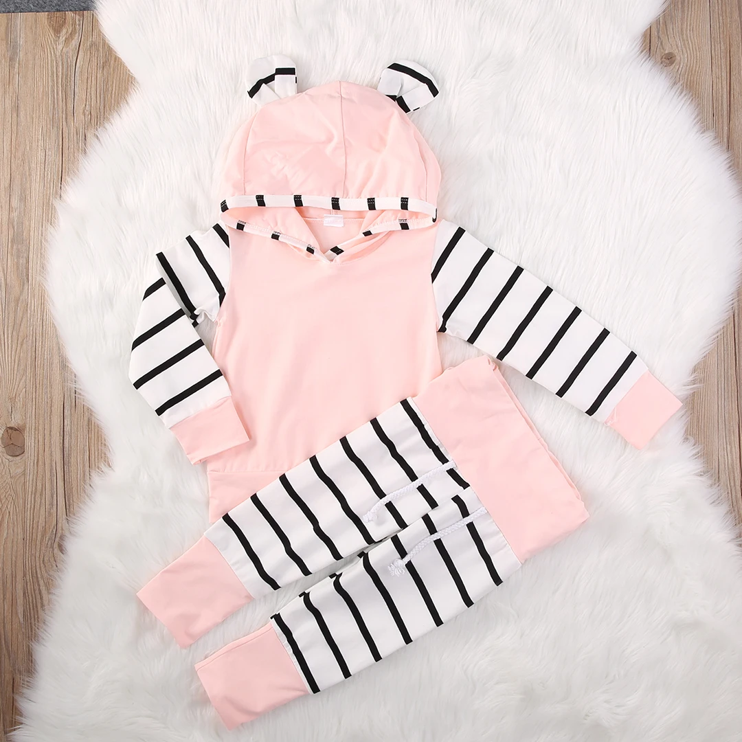 Детская одежда для новорожденных девочек кофта с капюшоном футболка + хлопковые