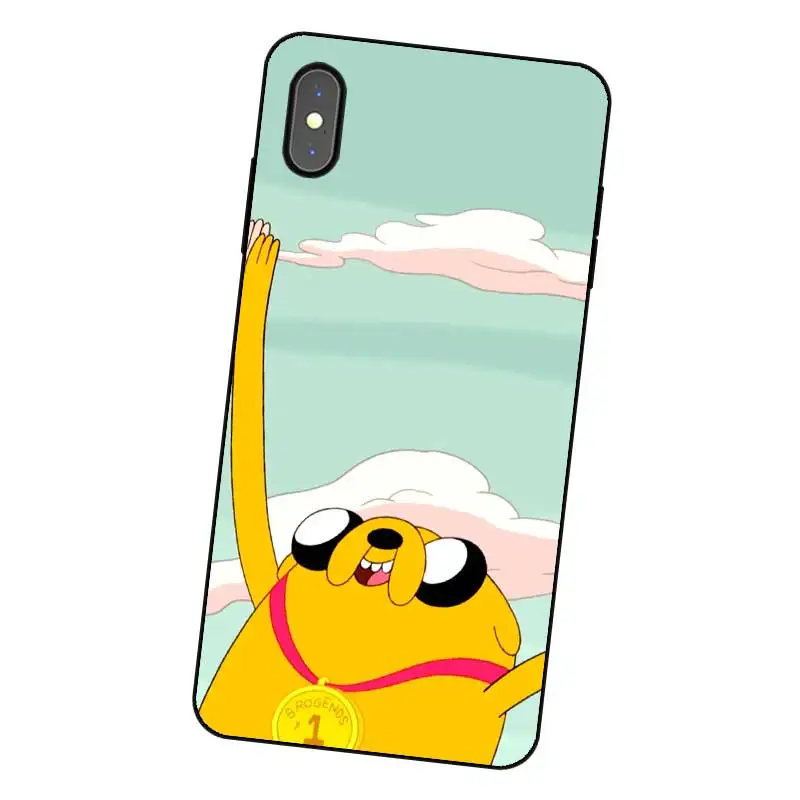 P002 Adventure Time Cute Black Silicone Case Cover For Apple iPhone 11 Pro XR XS Max X 8 7 6 6S Plus 5 5S SE |