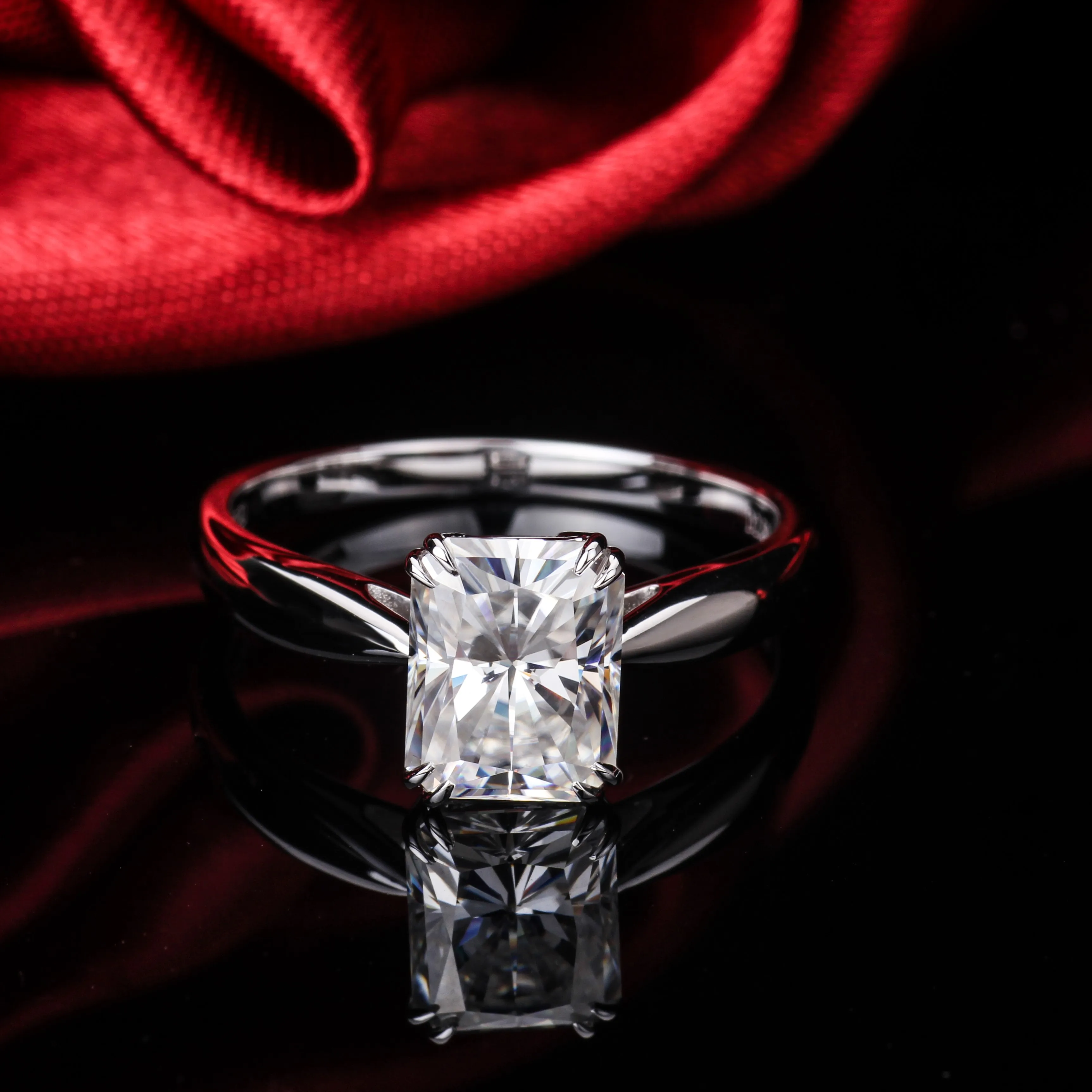 2.50CT 9x7 мм Сияющий Cut Solid 14k белое золото Пасьянс Moissanite алмазное женское свадебное